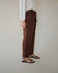 Bella Dahl Pull On Trousers in saddle brown - women's pants - detail view