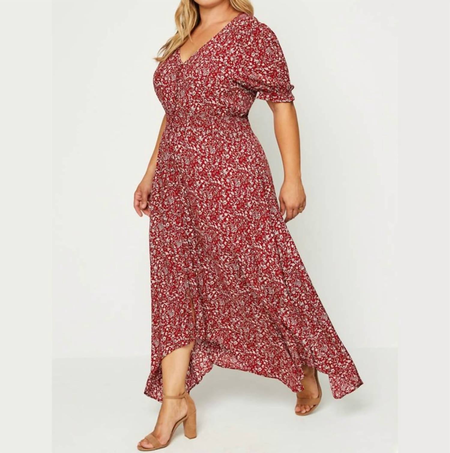 Hayden La - Curvy Floral Ruched Waist Maxi Dress