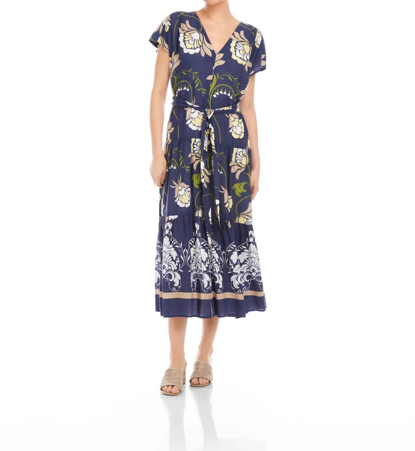 Fifteen Twenty - Kristine Tiered Front-Slit Midi Dress