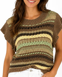 Elan - Mixed-stitch Open-knit Sweater