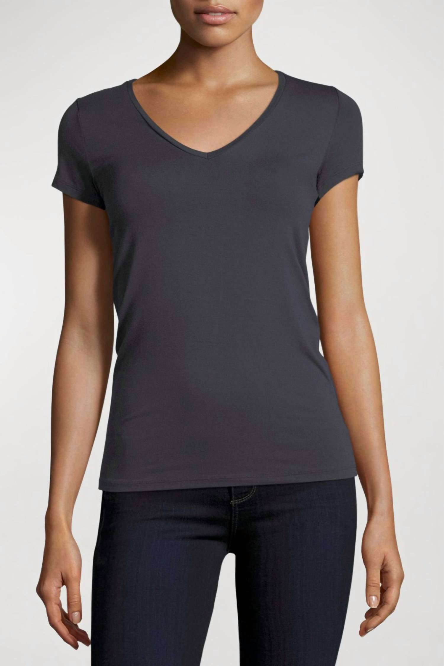 Majestic Filatures - Soft Touch Short Sleeve V-neck Top