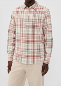 Wax London Shelly Long Sleeve Shirt in rust multi - men's long sleeve top - view 4