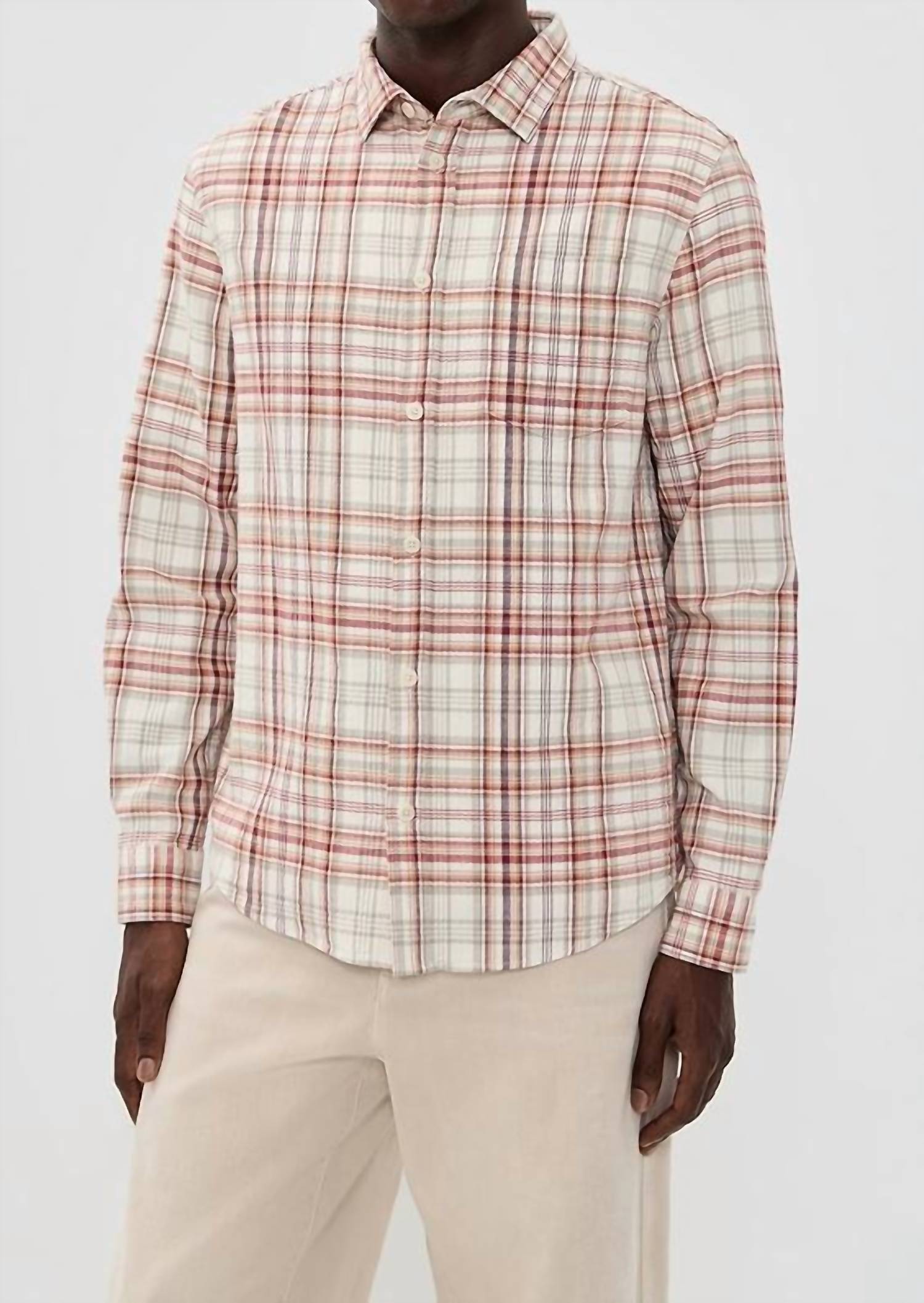 Wax London Shelly Long Sleeve Shirt in rust multi - men's long sleeve top - view 4