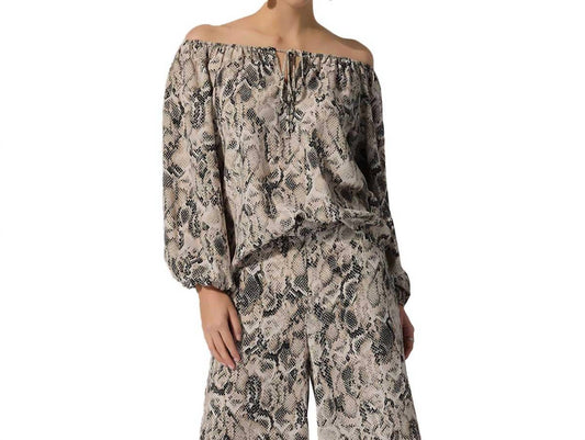 Joseph Ribkoff - Gauze Python Print Flared Top