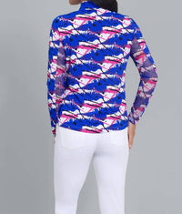 Ibkul - Printed Long Sleeve Mock Neck Top