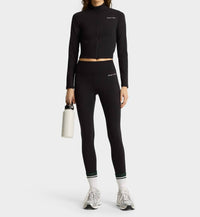 Sporty and Rich Syracuse Cropped Full-zip Sport Jacket in black - women's jacket - alternate view