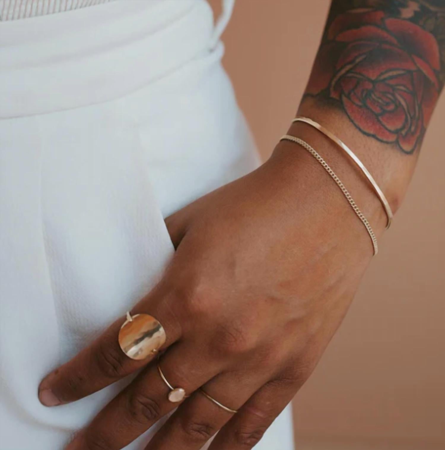 Hello Adorn Women's Tides Cuff Bracelet in yellow gold - women's jewelry - detail view