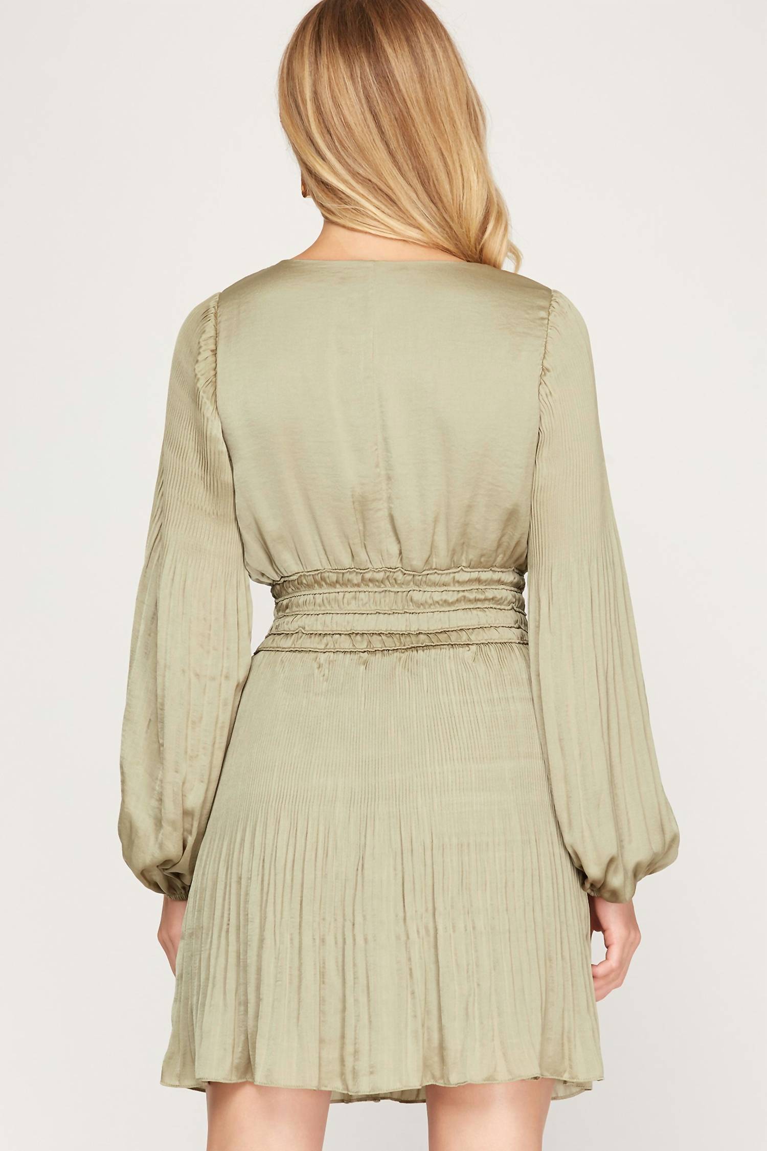 She + Sky - Long Sleeve Satin Dress