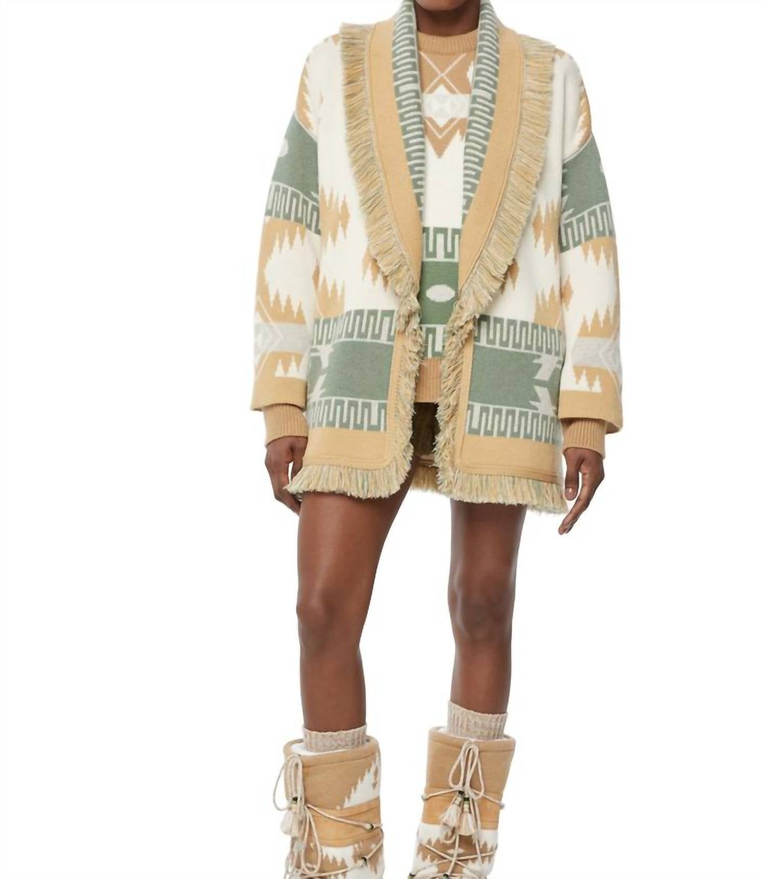 Alanui - Icon Jacquard Cardigan in Off White Multicolor