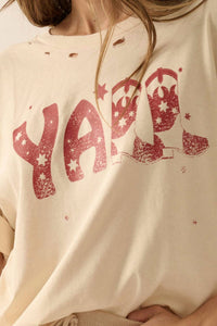 Promesa - Y'all Cowboy Distressed Vintage-Wash Western Graphic Tee