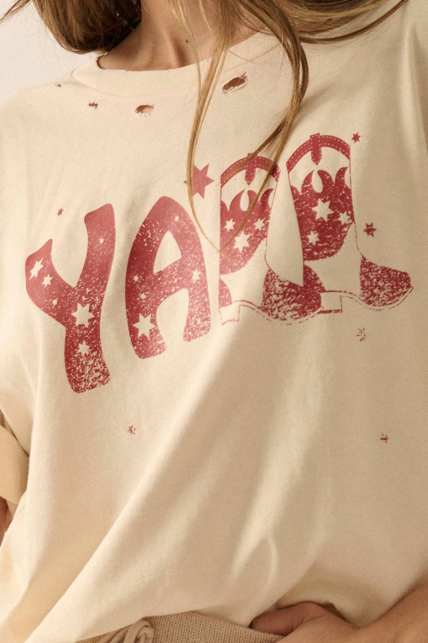 Promesa - Y'all Cowboy Distressed Vintage-Wash Western Graphic Tee