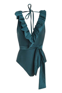 Plunge Ruffle One-Piece Swimsuit