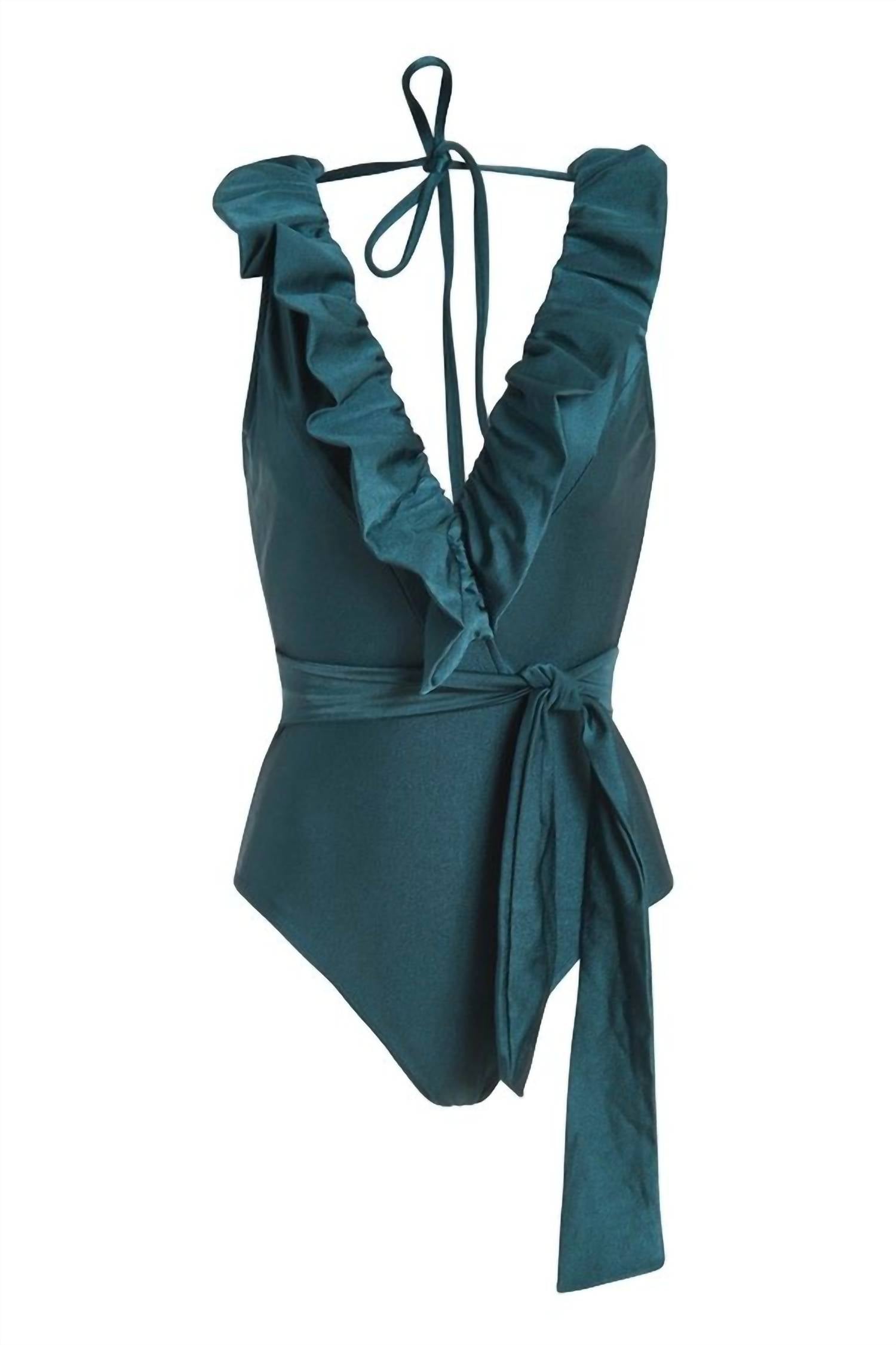 Plunge Ruffle One-Piece Swimsuit