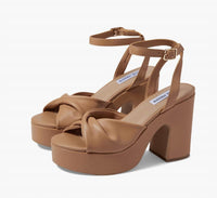 STEVE MADDEN Women's Caelan Platform Heel Sandal in tan leather - women's sandal