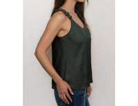 naked zebra V-neck With Strap Accent Tank in forest green - women's tank top - alternate view
