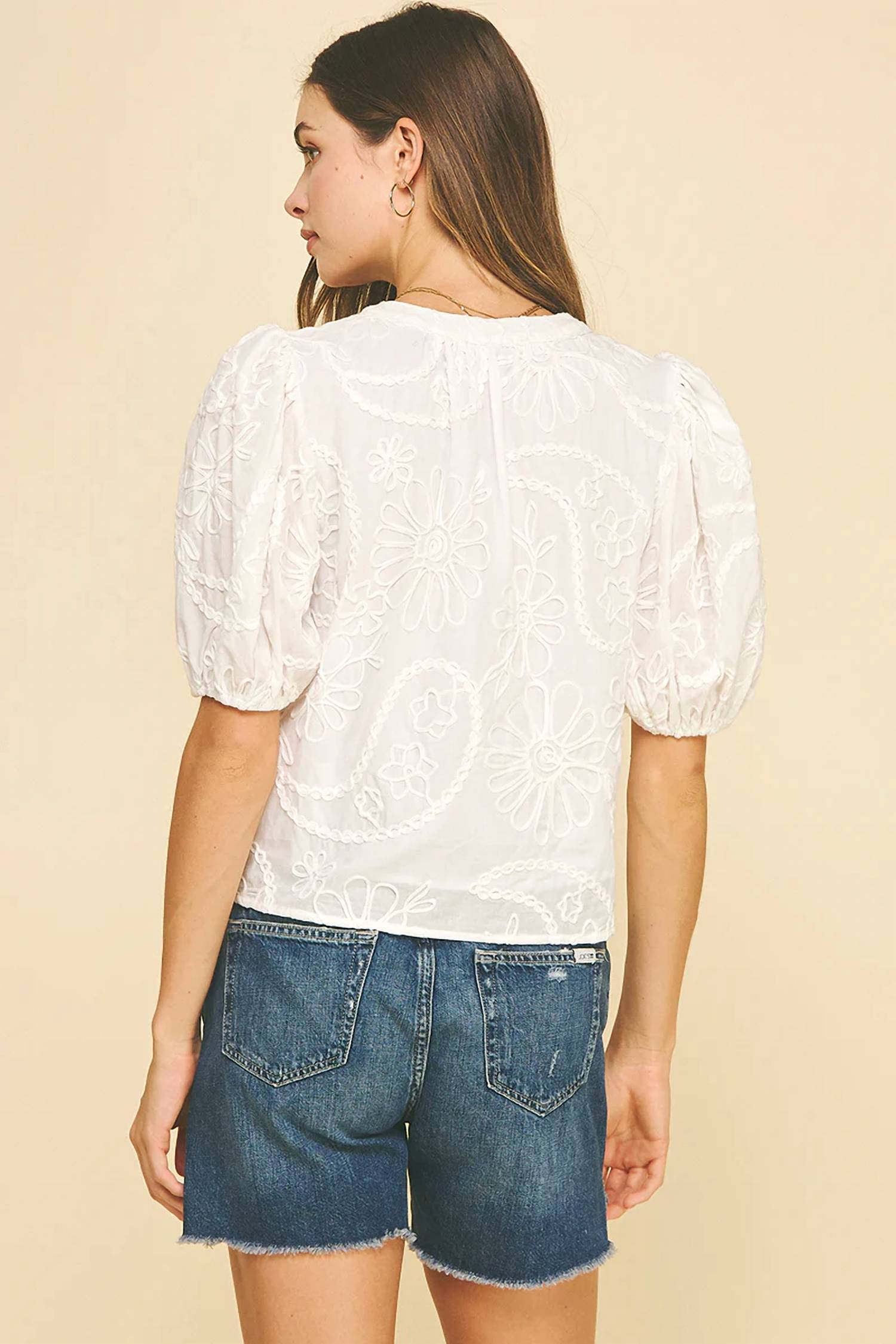 Pinch - Floral Embroidered Blouse Top