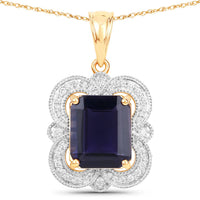 Diana M Jewels - Women's Octagon Natural Lollite Pendant Necklace (4.07 Ct) - Statement