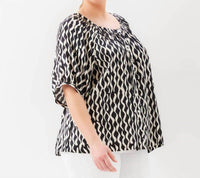 Karen Kane - Satin Short Sleeve Peasant Top - Plus