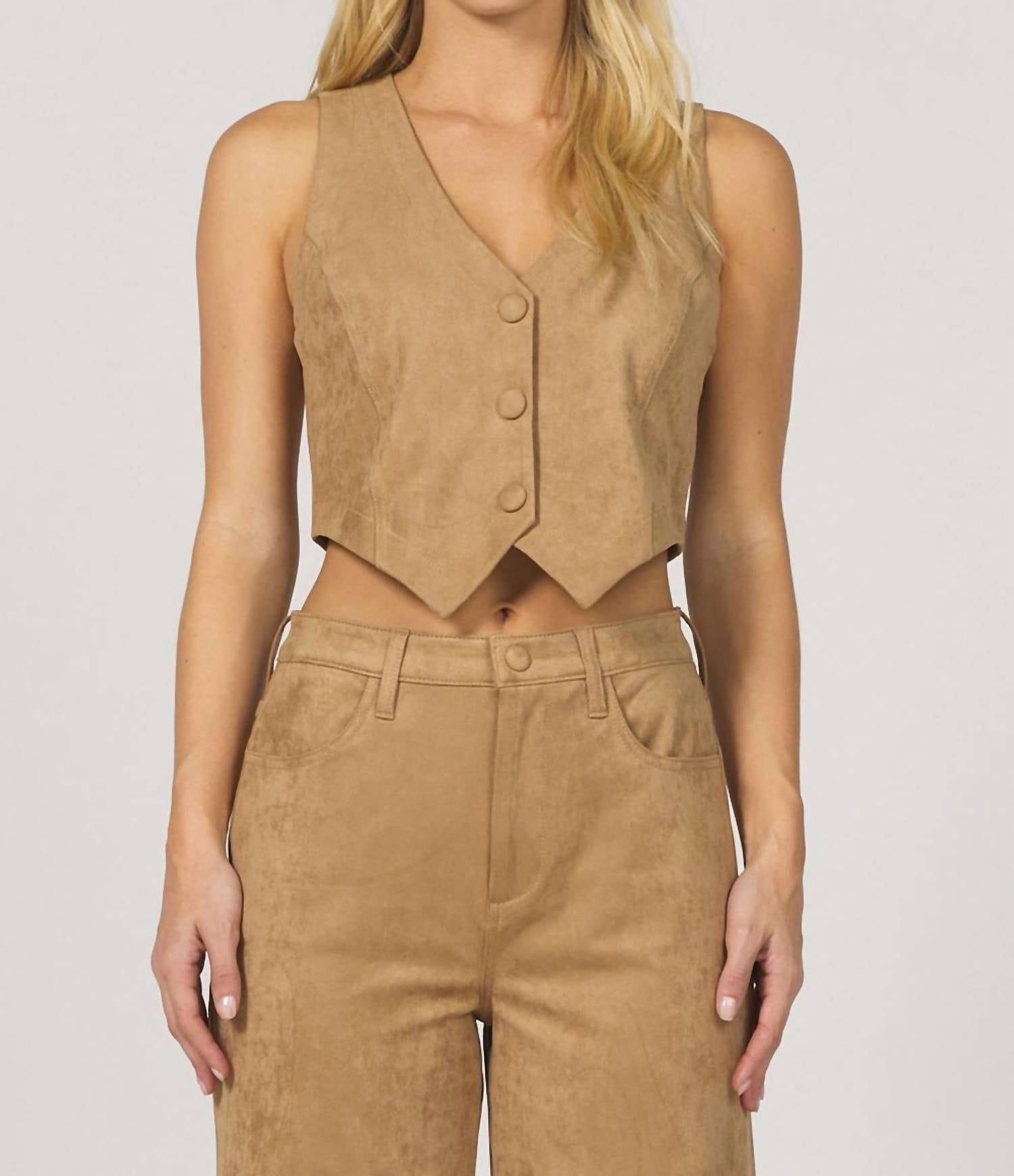 DEAR JOHN DENIM Drea Suede Vest in toffee - women's jacket