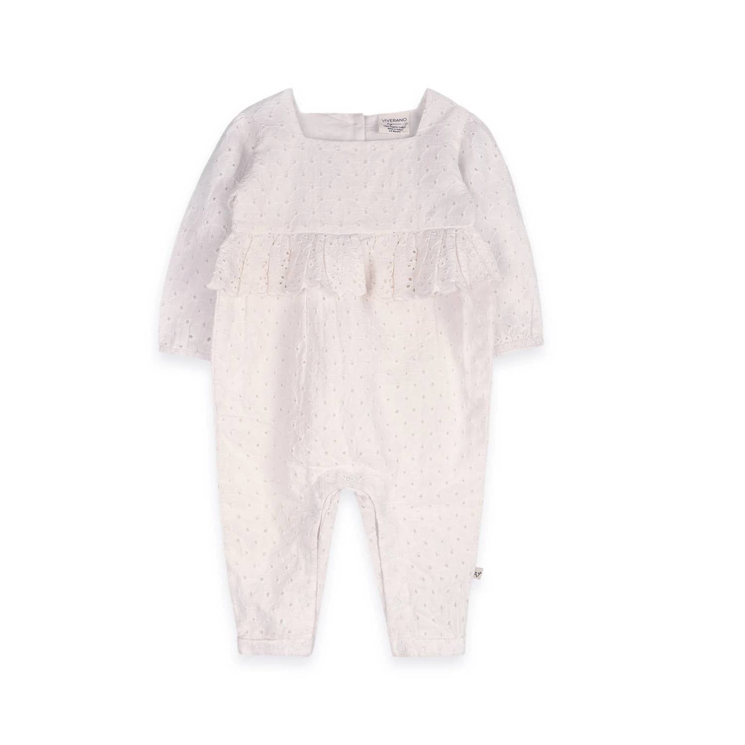Viverano Organics - Kids' Organic Eyelet Baby Romper With Matching Headband