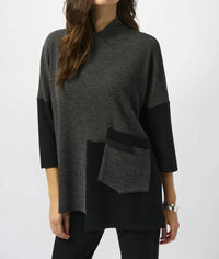Joseph Ribkoff - Textured Three Quarter Sleeve Boxy Top