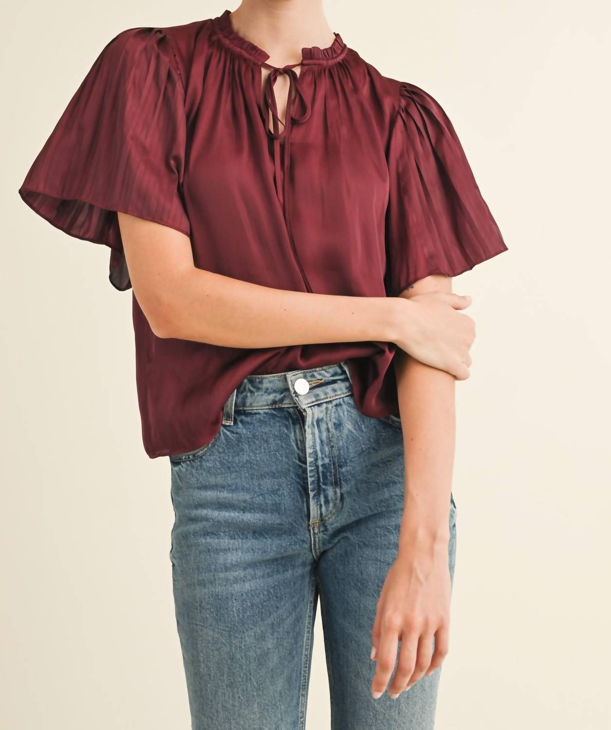 RESET by Jane Luisa Top in wine - women's blouse
