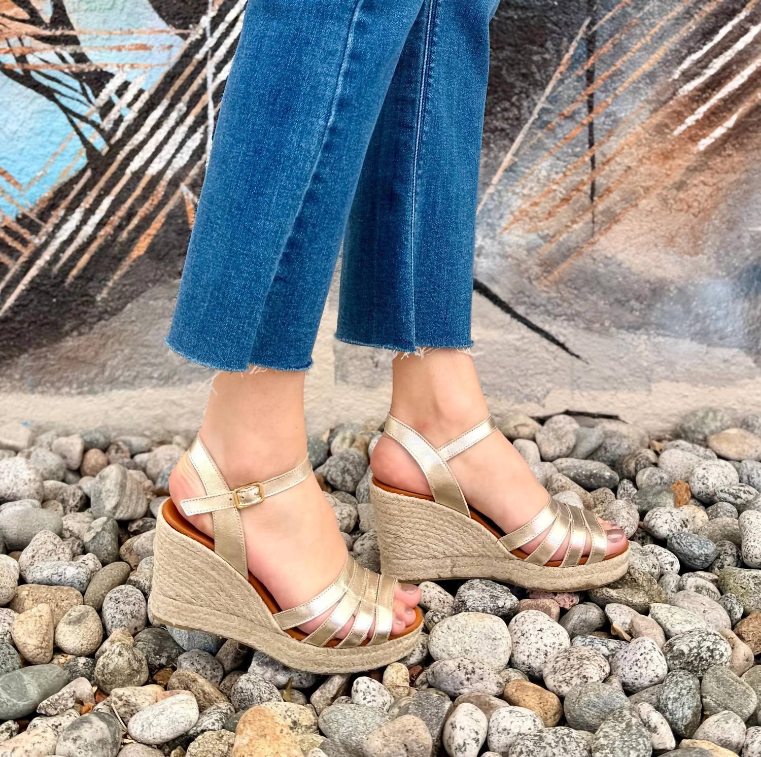 Ateliers - Women's Nolita Metallic Strappy Espadrille Wedge Sandals