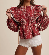 Listicle - Victorian Floral Ruffle Blouse
