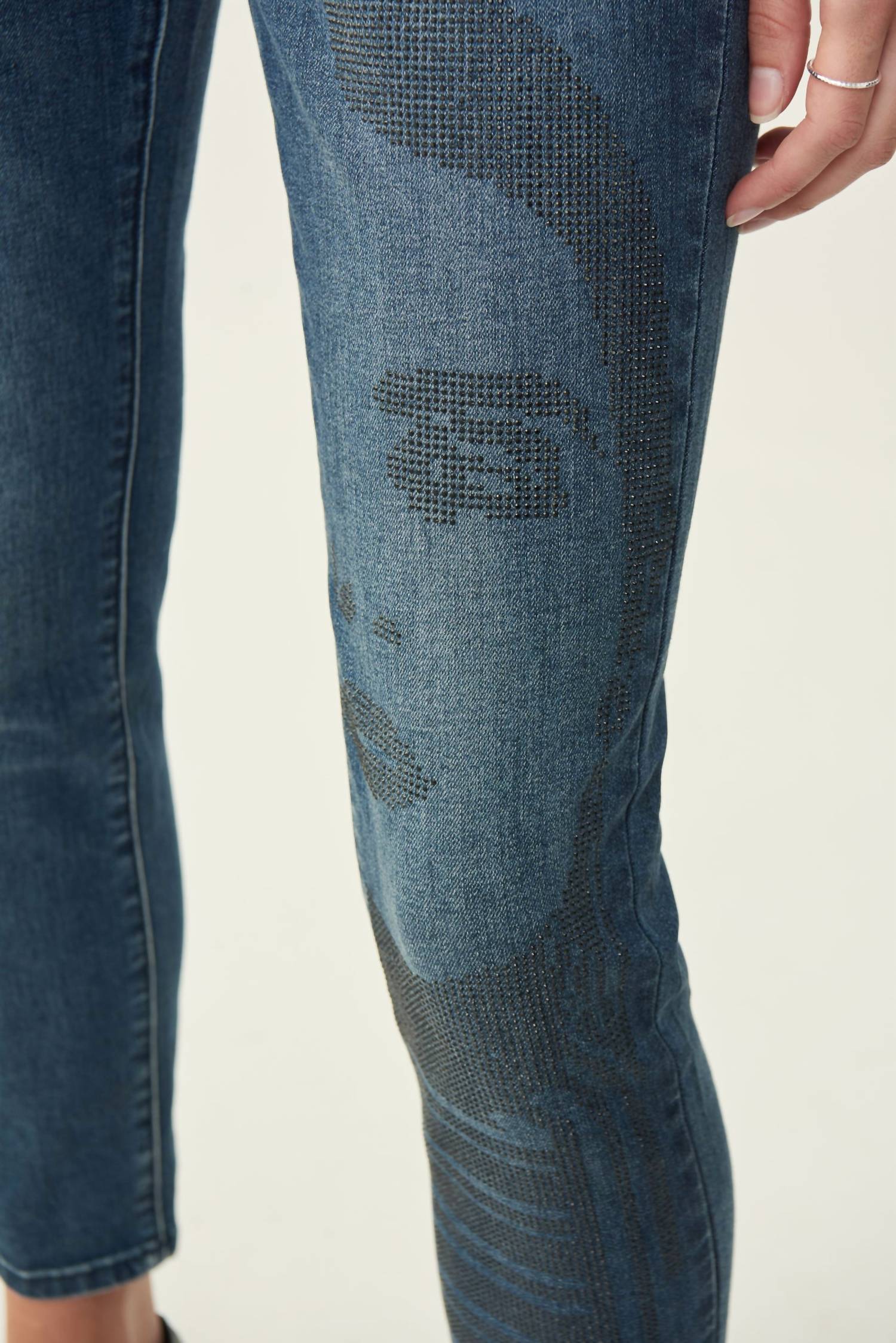 Joseph Ribkoff Brielle Jean With Sparkle Face Design in blue - women's jeans - alternate view