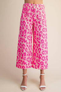 Glam - Cropped Wide-leg Leopard Pants