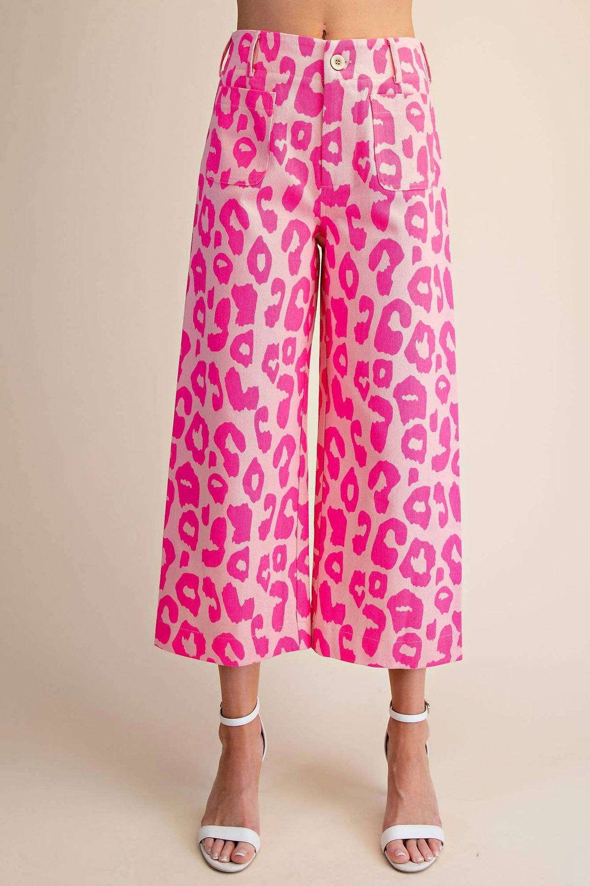 Glam - Cropped Wide-leg Leopard Pants