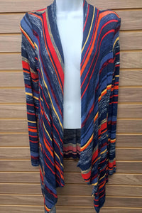 Derek Heart - Women's Colorful Stripes Open Cardigan
