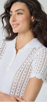 Autumn Cashmere - Pointelle Wilde Collar Polo With Panel