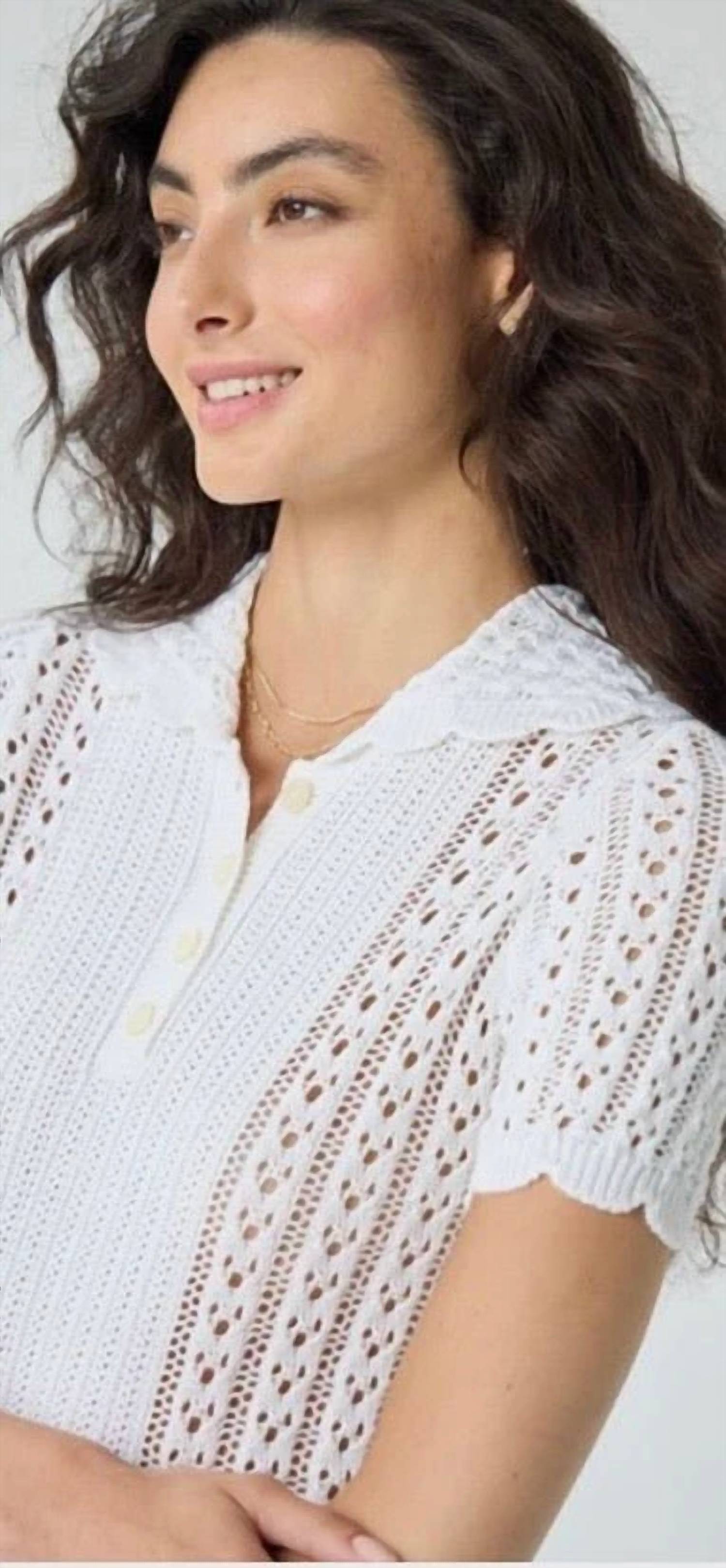 Autumn Cashmere - Pointelle Wilde Collar Polo With Panel