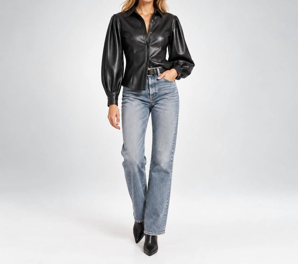 En Saison - Rylee Faux Leather Top