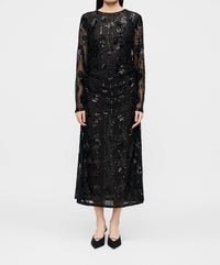 BAUM UND PFERDGARTEN Jenina Soft Mesh Maxi Dress in black - women's dress