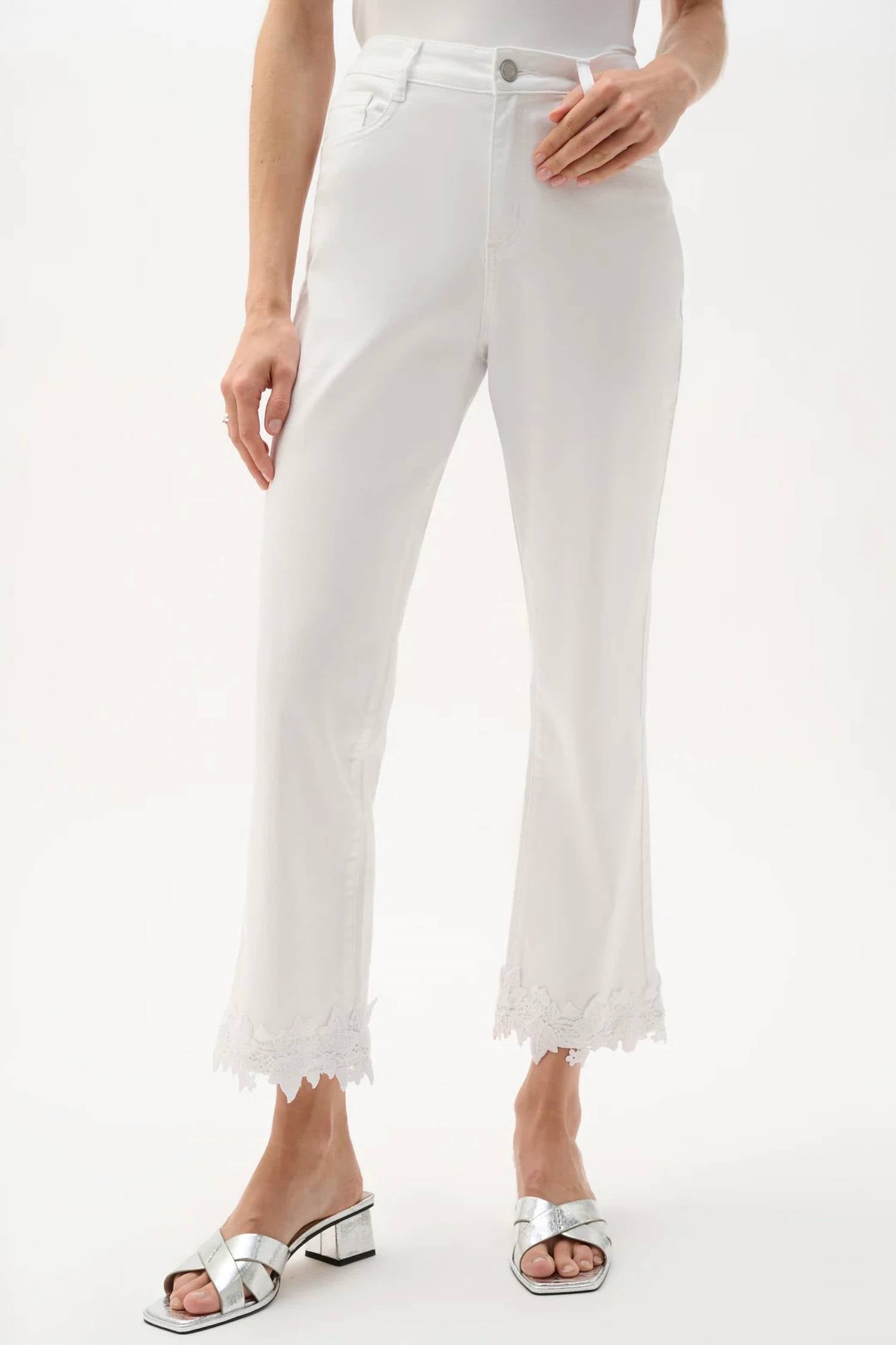 Joseph Ribkoff - Denim Straight Crop Jeans With Lace Appliqué