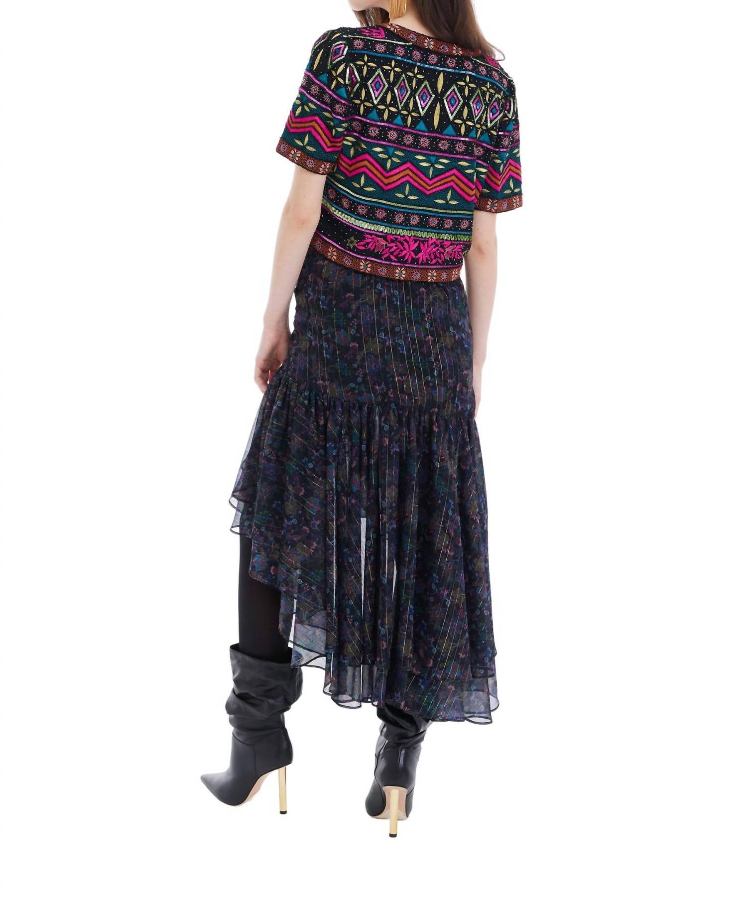 ALLISON NEW YORK Ori Beaded Jacket in black pink - women's jacket - alternate view
