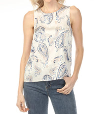 Charlie B - Printed Satin Keyhole Back Tank Top