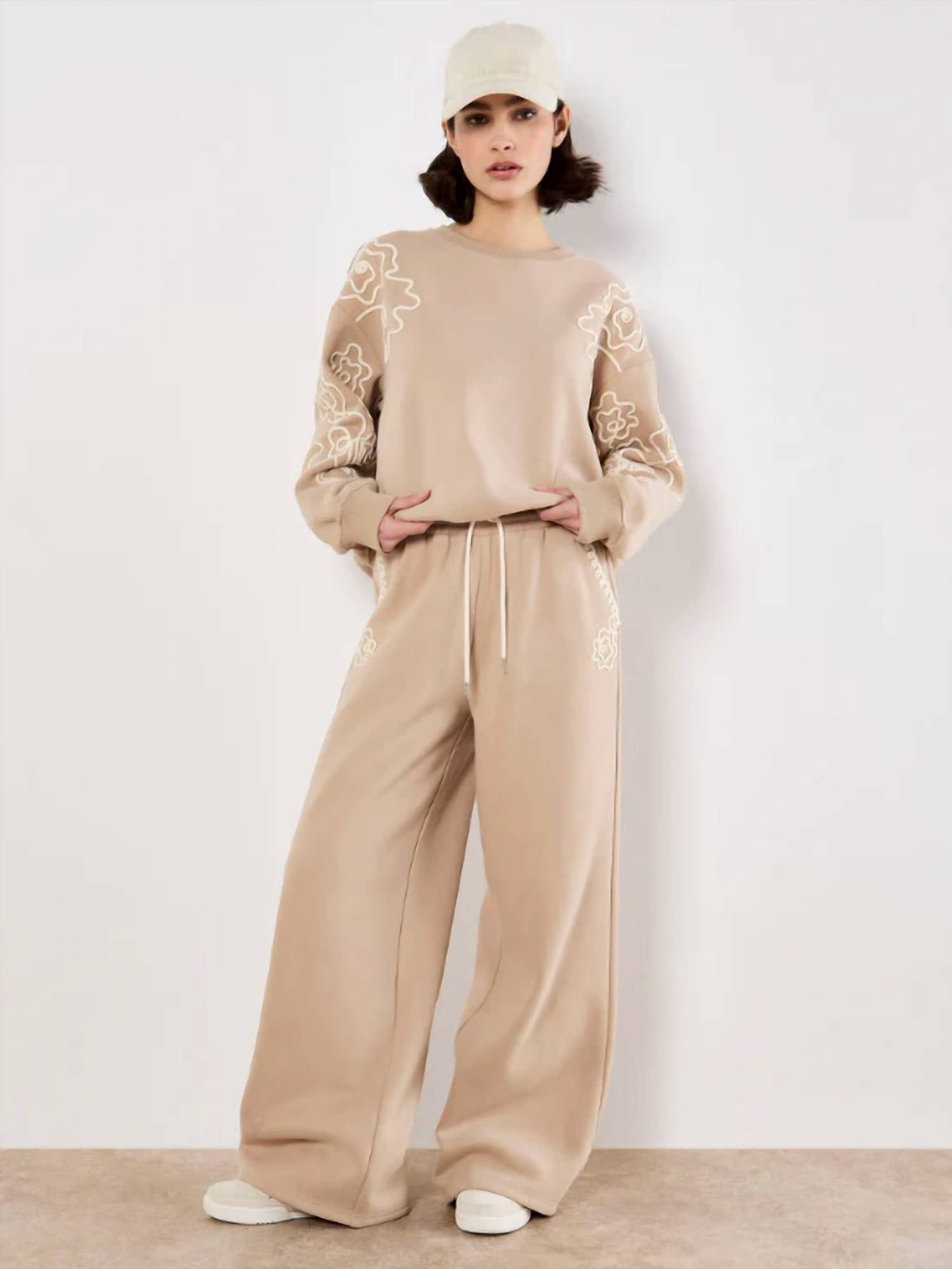 Apricot - Embroidered Sweat Trouser