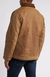 Schott N.Y.C. Waxed Cotton Country Jacket in khaki - men's jacket - detail view
