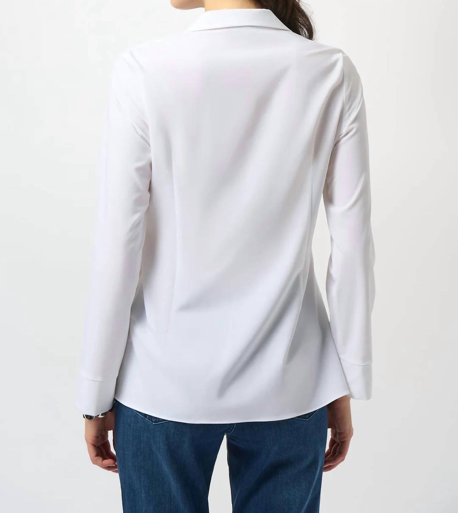 Joseph Ribkoff - Collared Front Button Asymmetric Fitted Top