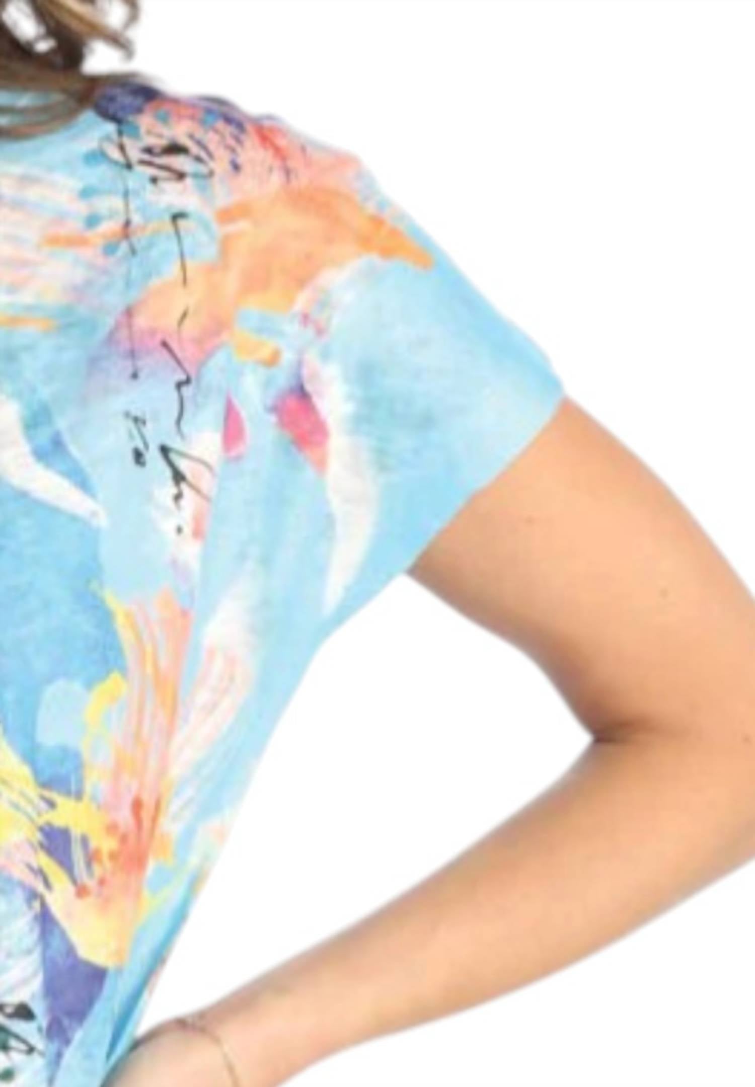 Jess & Jane Brook Light Knit Asymmetric Top in pattern - women's blouse - detail view