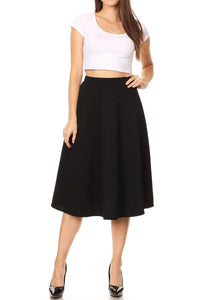 Moa Collection - Women's Solid Basic Casual Midi Skirt
