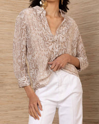 HALE BOB Rosalina Silk Top in beige - women's blouse - alternate view