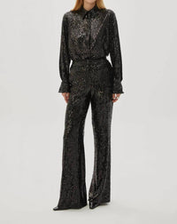 Exquise - Regular Sequin Embellished Lined Wide Leg Pants