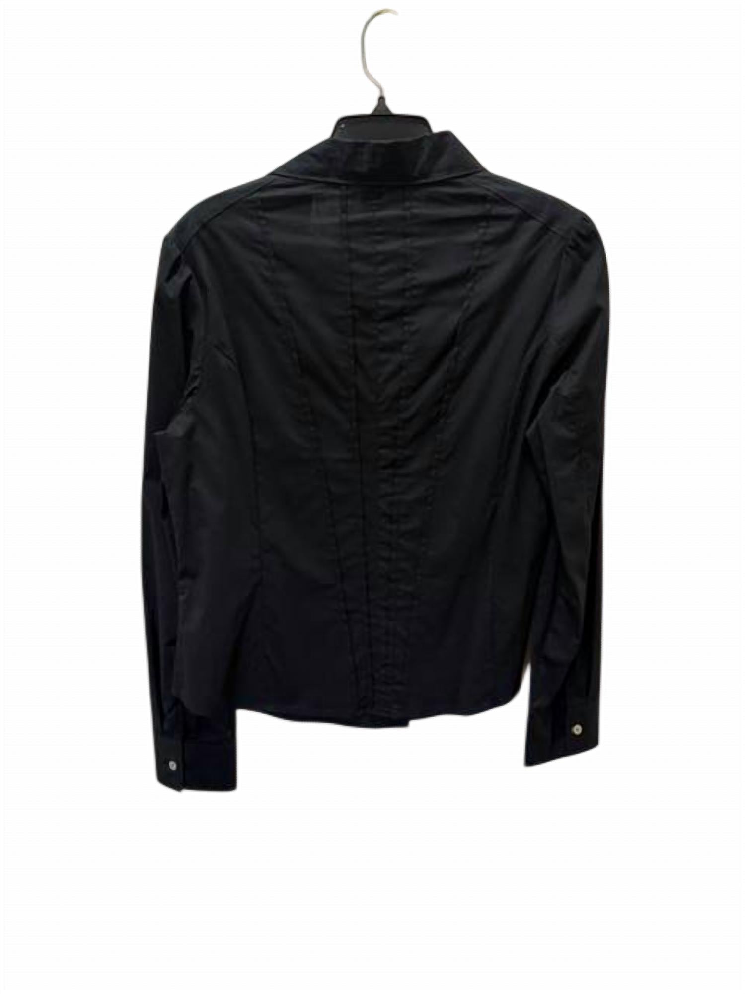 Katherine Barclay Women Long Sleeve Button-Front Shirt in black - women's shirt - detail view