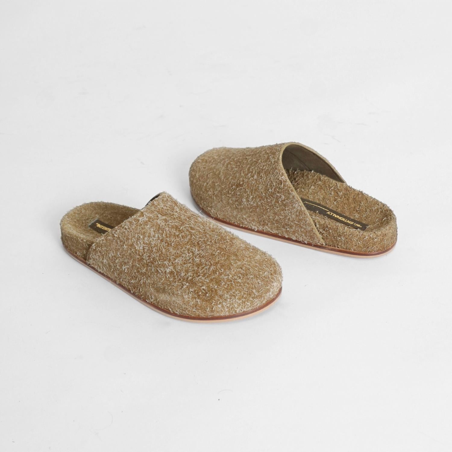 INTENTIONALLY BLANK Women's Agatha Brushed Suede Slip On Mules in khaki - women's shoe - alternate view