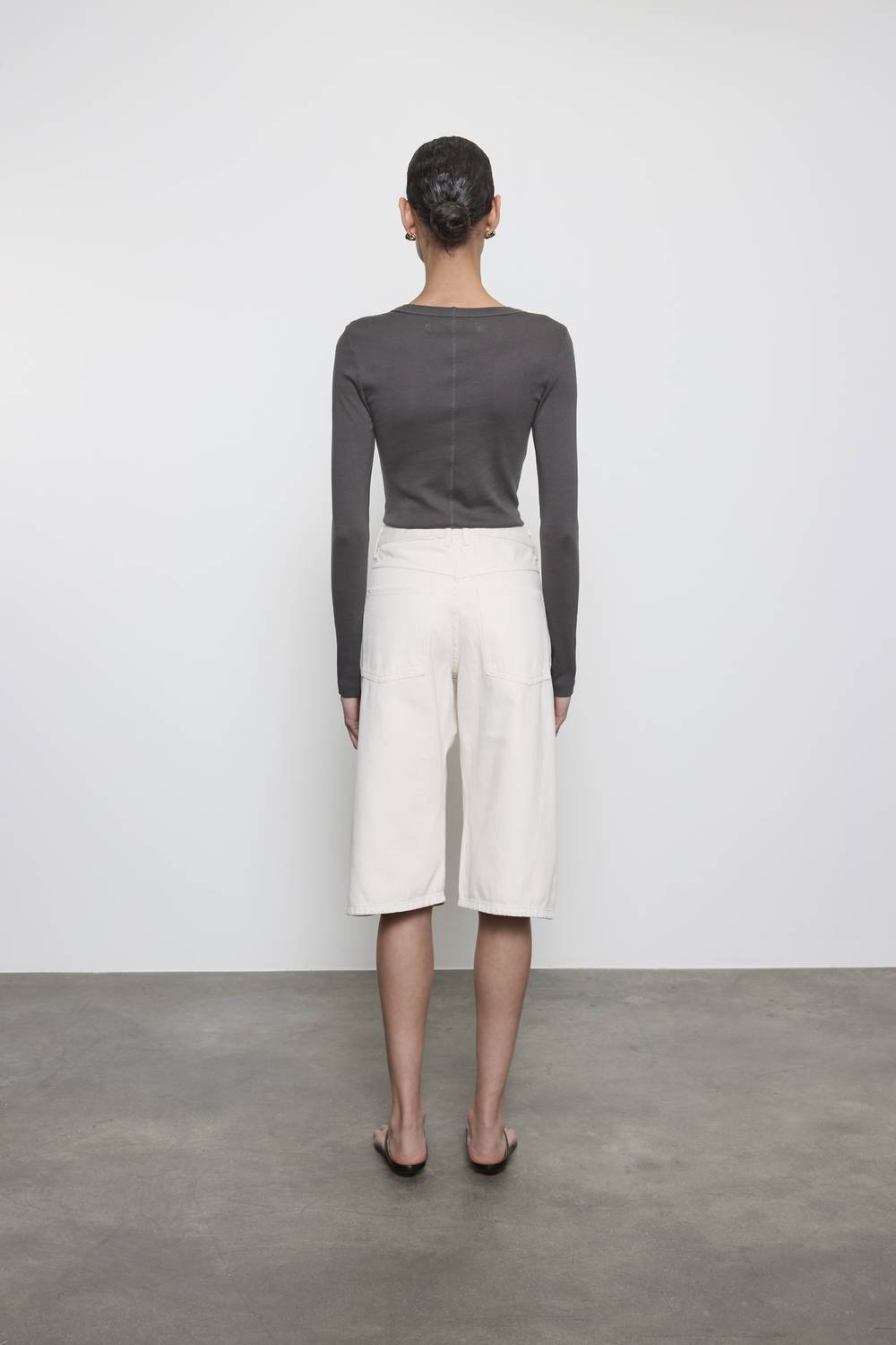 Enza Costa - SUPIMA BABY RIB LONG SLEEVE CROPPED TOP