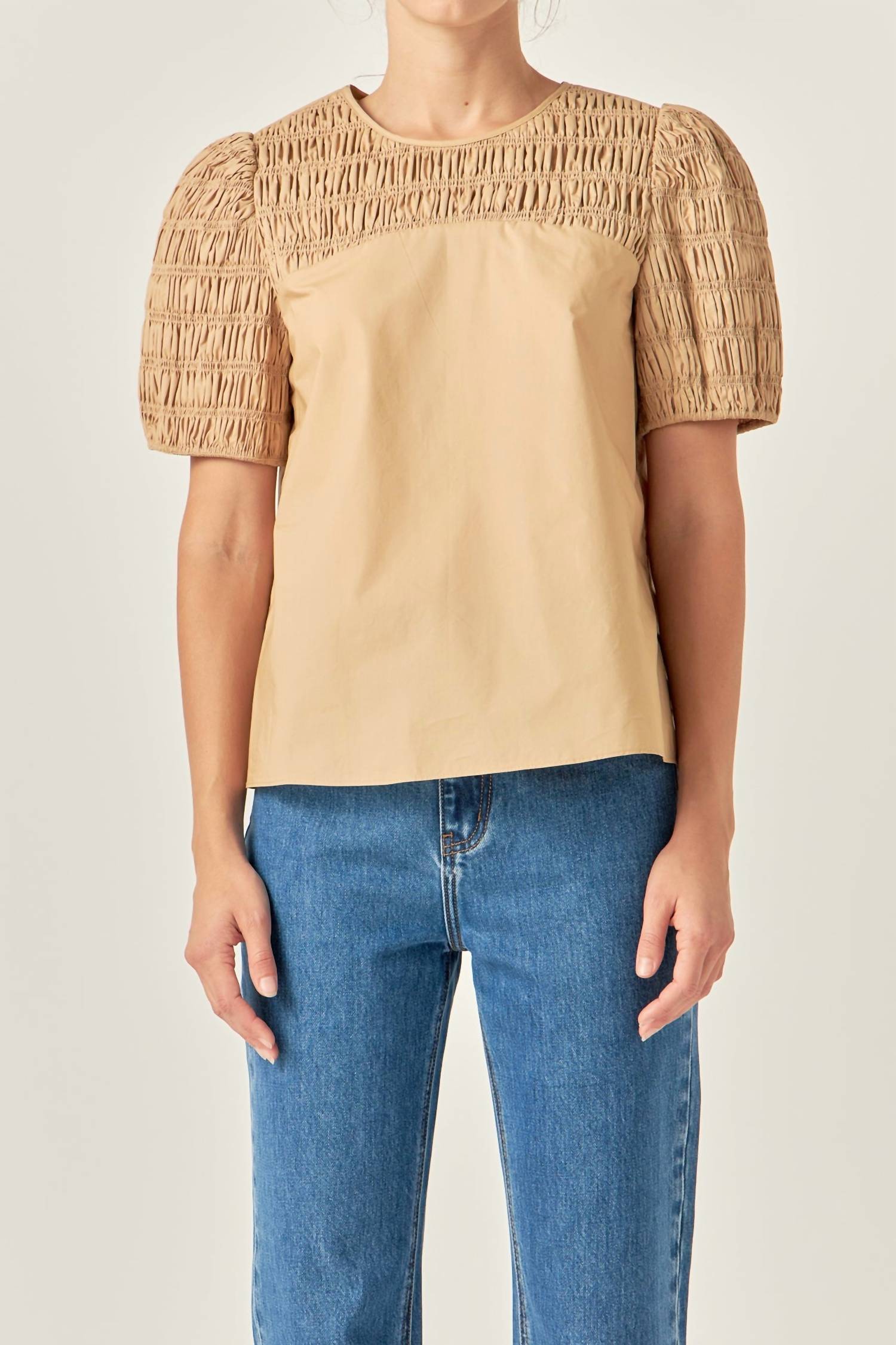 English Factory - Front Cut-out Smocked Top